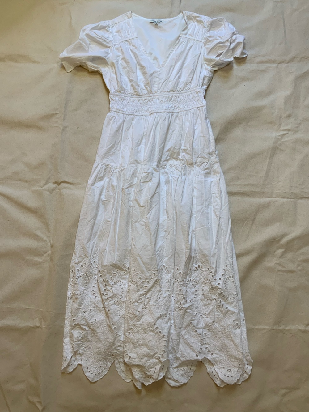 Moon River White Eyelet Cotton Maxi Dress